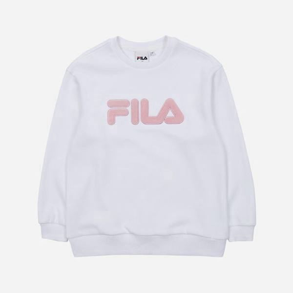 Fila Stella Crew Neck L/S Girl's Sweatshirts - White,NZ 469-49817